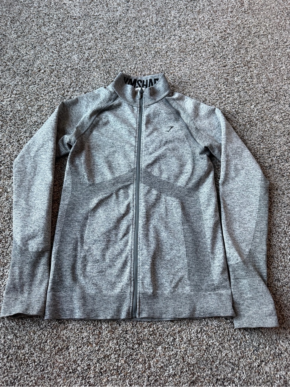 Gymshark Seamless Full Zip Jacket Gray Marl Thumbholes Women's Medium